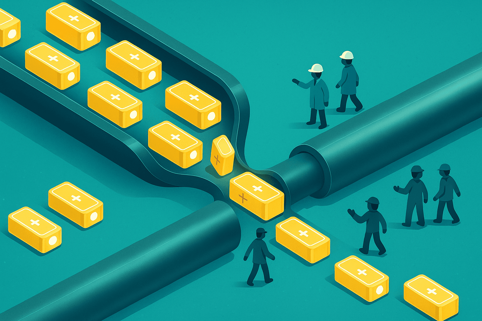 Engineer inspecting advanced electric vehicle battery pack