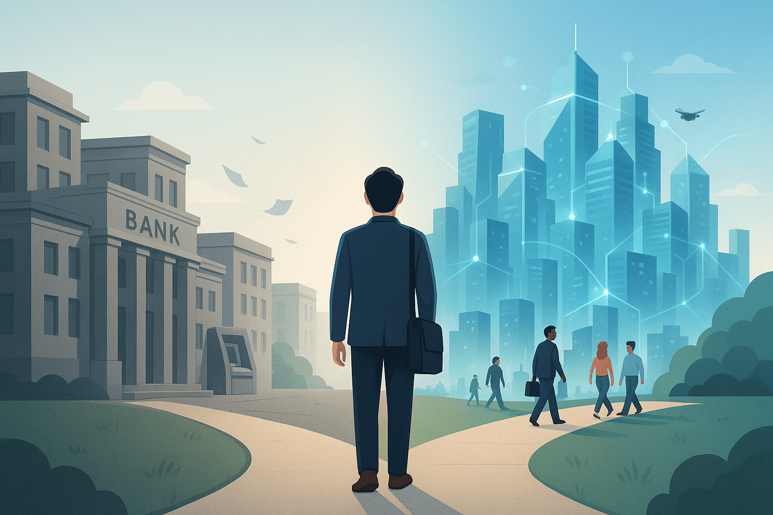 Professional reviewing fintech dashboards in a modern London office