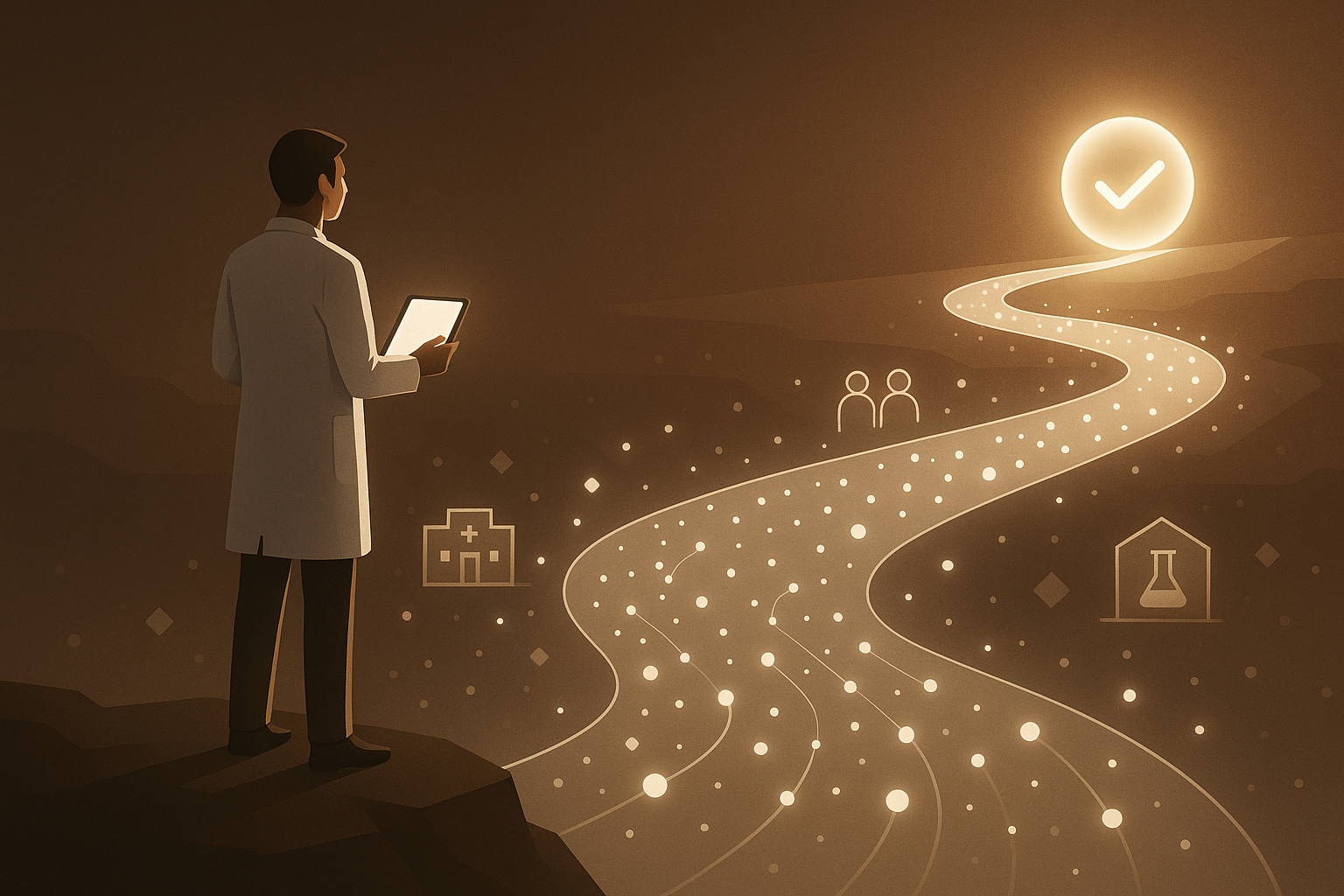 Clinical research associates reviewing monitoring reports inside a trial hub